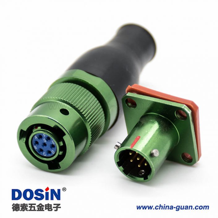 圓形電連接器Y50EX卡口連接母插頭焊接公插座焊杯7芯直式四孔法蘭公母對(duì)接一套