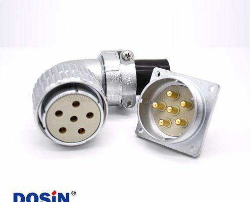 插座母插頭P48 6芯公頭方型法蘭插座母頭接線連接器