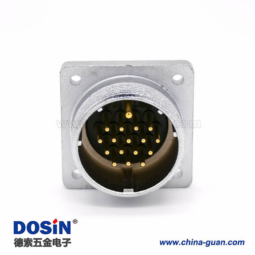 插座公頭P48 17芯直式方型法蘭連接器 插座公頭P48 17芯直式方型法蘭連接器