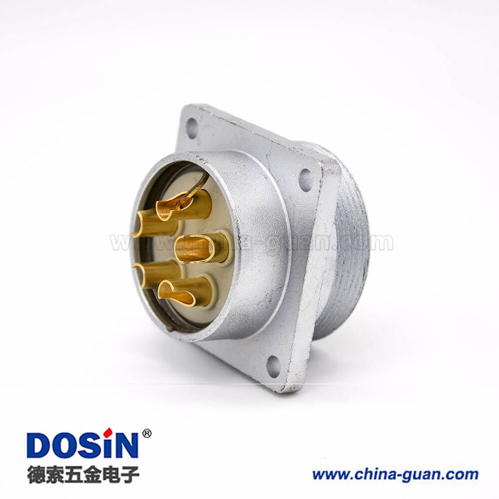 插座母頭P48 5芯直式方型法蘭連接器 插座母頭P48 5芯直式方型法蘭連接器