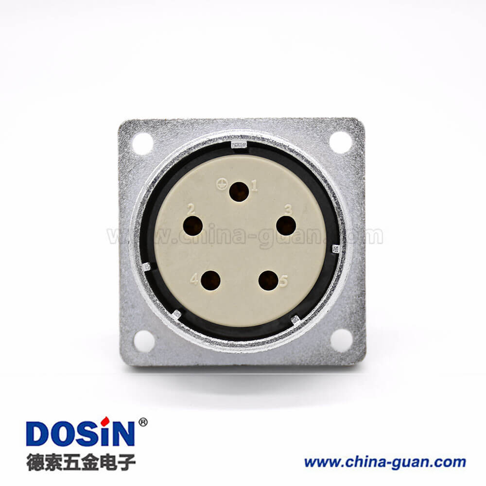 插座母頭P48 5芯直式方型法蘭連接器 插座母頭P48 5芯直式方型法蘭連接器