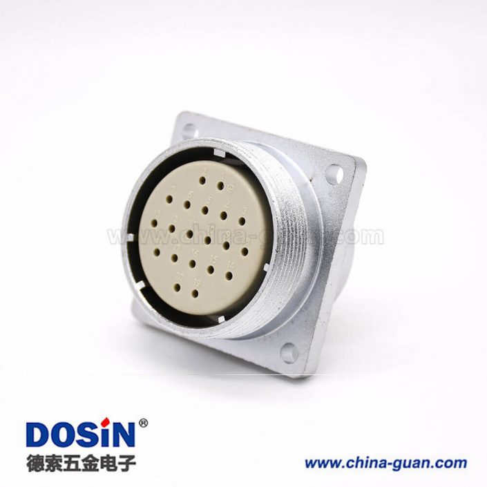 母頭插座P48 20芯直式四孔法蘭連接器