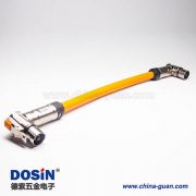 高壓插頭90°單芯金屬互鎖帶屏蔽直式轉(zhuǎn)接線25CM