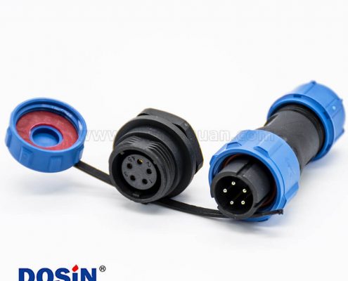 SP系列連接器SP13直式5芯公插頭母插座后鎖板螺紋連接防水防塵接線