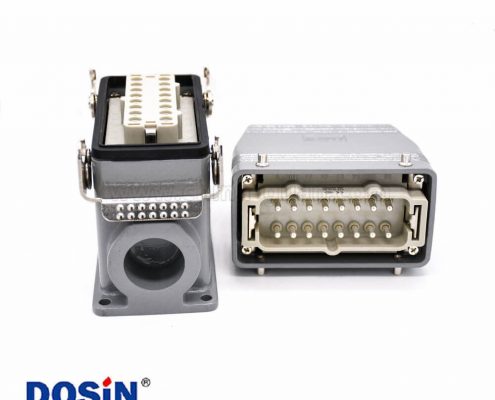 公母對(duì)接重載連接器16芯H16T外殼PG29高結(jié)構(gòu)頂出口加高型表面安裝鐵扣