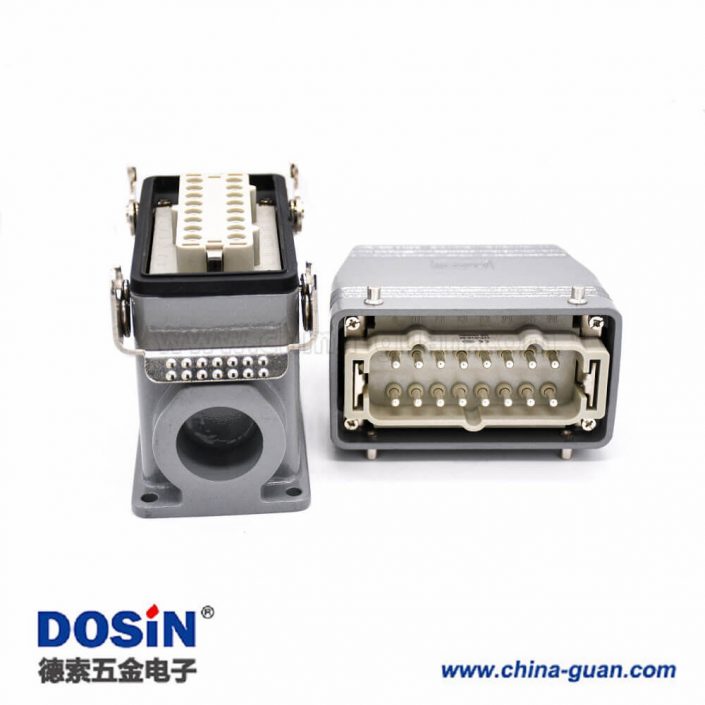公母對接重載連接器16芯H16T外殼PG29高結(jié)構(gòu)頂出口加高型表面安裝鐵扣