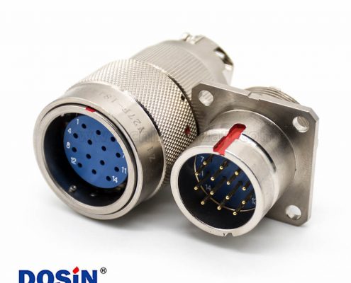 Y27F連接器4孔法蘭工防黃銅14芯18殼體號焊杯直式卡口連接公母對接