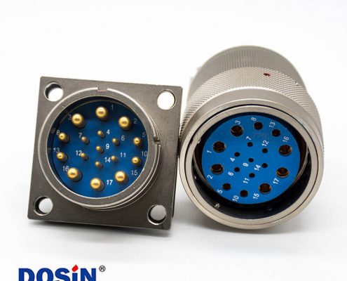 17芯連接器4孔法蘭Y27G插頭&插座直式卡口連接工防黃銅焊杯接線電纜式公母對接