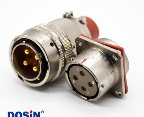 YGD插頭&插座16殼體號4芯直式公母對接連接器面板安裝卡口連接焊杯接線