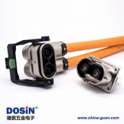 高壓互鎖插頭125A彎式2芯金屬外殼接線15CM連接線