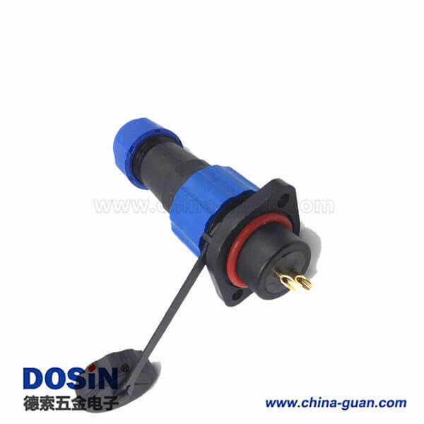 2芯防水航空插頭插座連接器二孔法蘭接頭SP13面板式