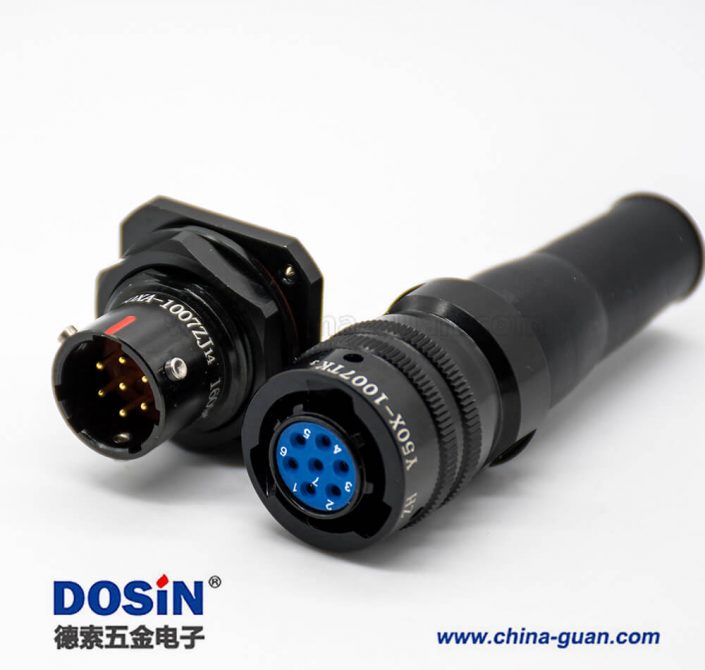 Y50X系列電連接器卡口連接7芯10殼體插頭接線焊接防水插座面板安裝PCB直式公母對(duì)接
