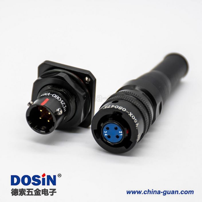 航空電連接器Y50X系列4芯08殼體防水插座面板安裝接PCB前鎖板插頭接線焊接直式公母對(duì)接