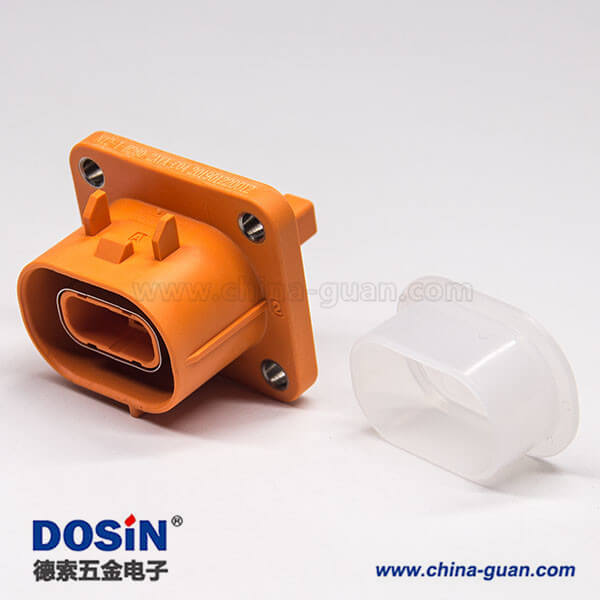 電動汽車高壓連接器塑料插座2芯直式電流150A高壓互鎖 電動汽車高壓連接器塑料插座2芯直式電流150A高壓互鎖