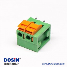 彈簧式免螺絲PCB接線端子4芯180度綠色穿孔式