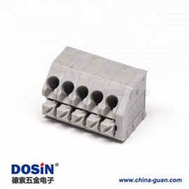 灰色端子5孔5針彈簧式PCB板穿孔式接線端子連接器