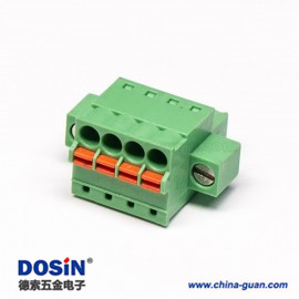 PCB插拔式接線端子綠色穿孔式直式帶螺絲接線連接器