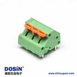 籠式彈簧端子3孔綠色6芯直式穿孔PCB板接線連接器
