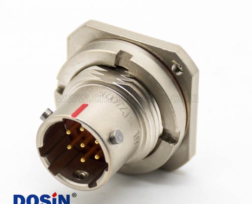 Y11P公插座7芯10殼體號前鎖板卡口連接直式螺帽拼緊式面板安裝鋁合金焊杯