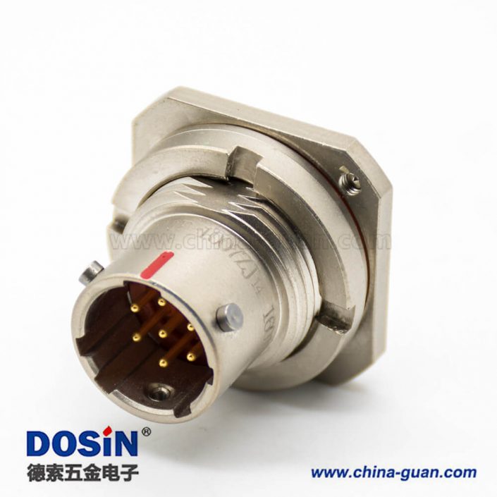 Y11P公插座7芯10殼體號(hào)前鎖板卡口連接直式螺帽拼緊式面板安裝鋁合金焊杯