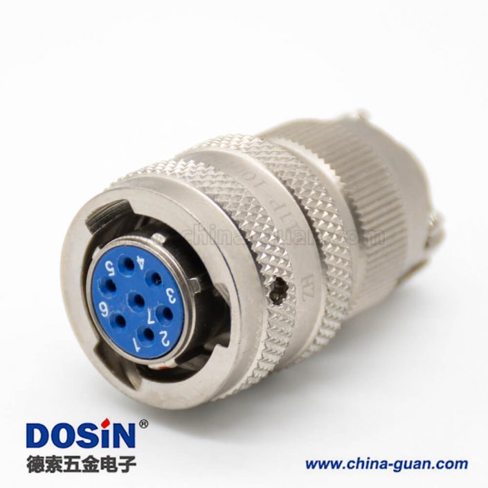 Y11P圓形電連接器7芯母頭接線夾線板式卡口連接直式焊接10殼體