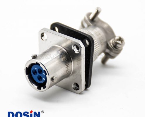 母插座3芯直式卡口連接12殼體面板安裝4孔法蘭焊接X(jué)CE連接器