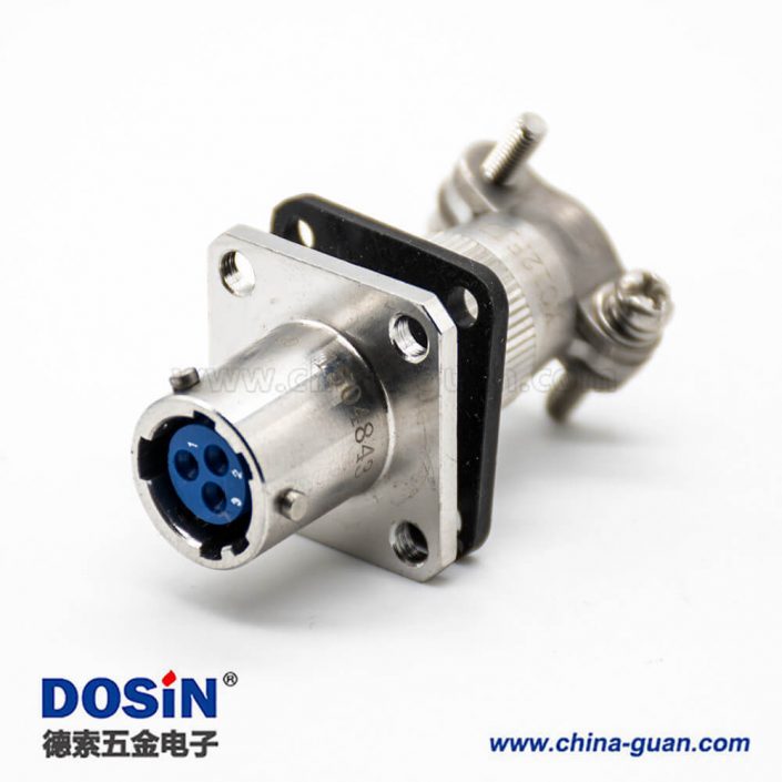 母插座3芯直式卡口連接12殼體面板安裝4孔法蘭焊接XCE連接器