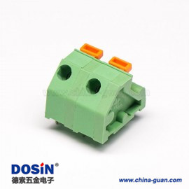 籠式彈簧接線端子綠色2孔4芯直式穿孔式接PCB板