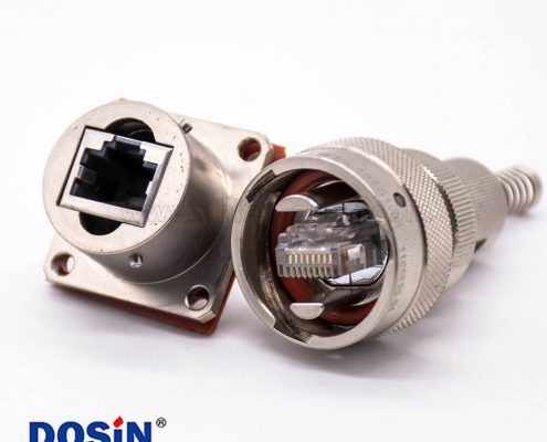 YW圓形連接器RJ-45內(nèi)置接口類型卡口連接公母對(duì)接插頭接線焊接插座面板安裝焊接