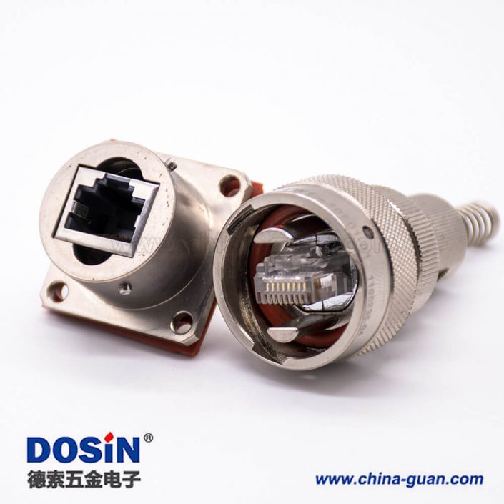 YW圓形連接器RJ-45內(nèi)置接口類型卡口連接公母對(duì)接插頭接線焊接插座面板安裝焊接