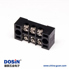 雙排柵欄式接線端子帶蓋黑色6螺絲直式端子接線