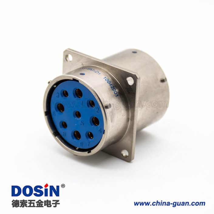 XCD圓形電連接器轉(zhuǎn)接座公轉(zhuǎn)母9芯33殼體卡口連接面板安裝4孔法蘭化學鍍鎳