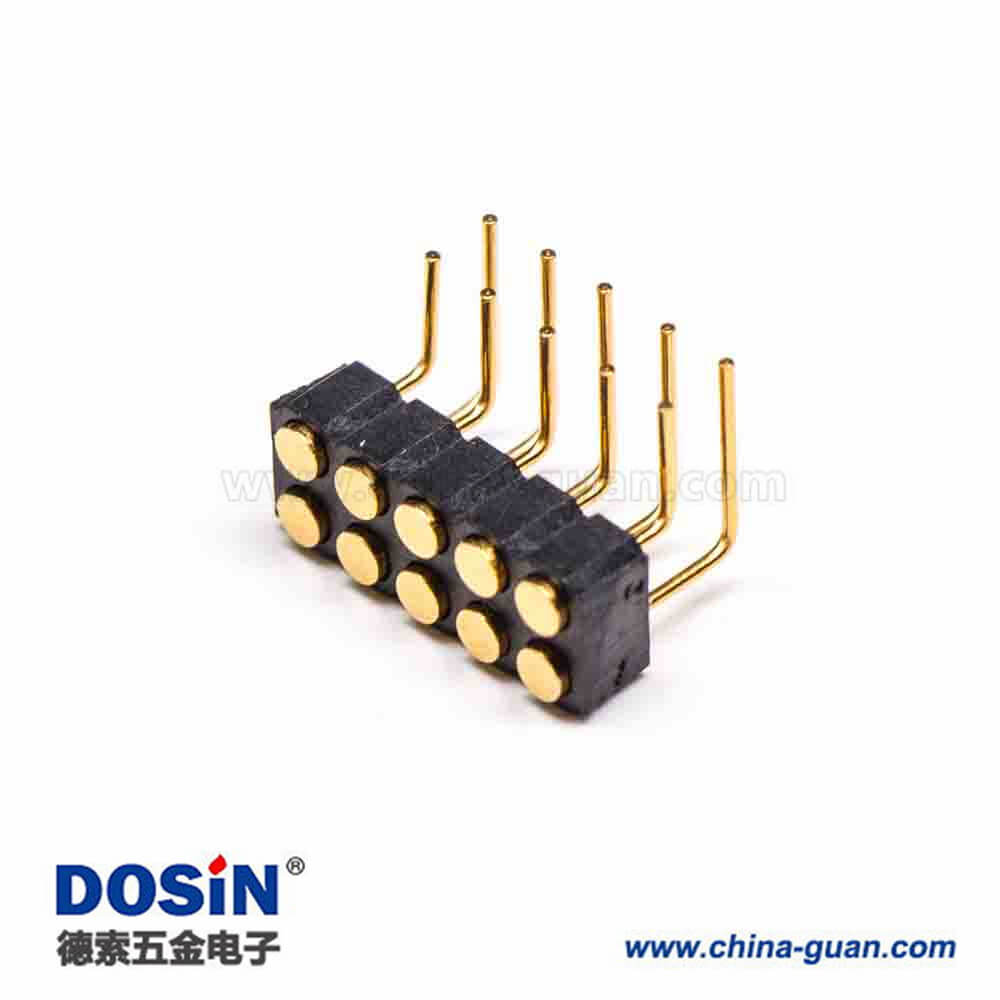 針座彈簧探針多Pin鍍金雙排折彎式10芯PogoPin2.54間距連接器 針座彈簧探針多Pin鍍金雙排折彎式10芯PogoPin2.54間距連接器