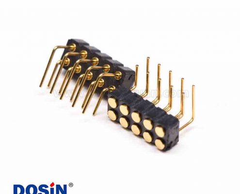 針座彈簧探針多Pin鍍金雙排折彎式10芯PogoPin2.54間距連接器