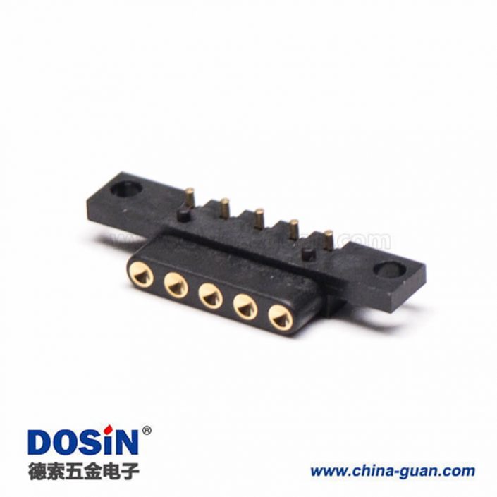 Pogo Pin彈簧針連接器5芯間距2.5MM單排折彎式 Pogo Pin彈簧針連接器5芯間距2.5MM單排折彎式