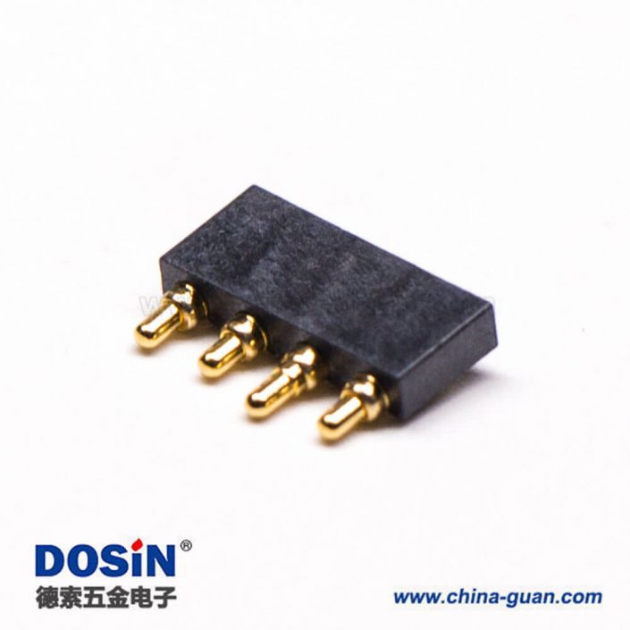 5彈簧針Pogopin連接器鍍金黃銅4芯平放焊接式2.5MM 彈簧針Pogopin連接器鍍金黃銅4芯平放焊接式2.5MM