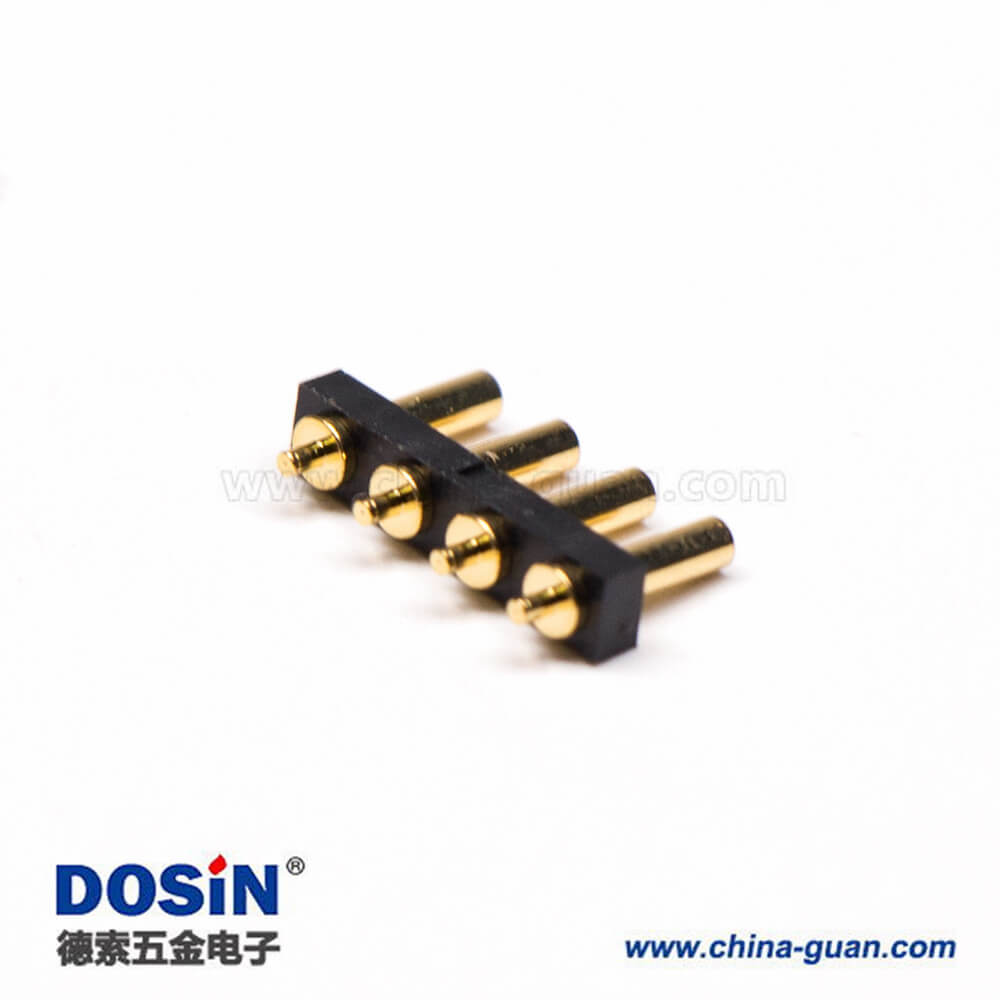 Pogopin彈簧連接器T型黃銅鍍金多Pin系列4芯3MM單排 Pogopin彈簧連接器T型黃銅鍍金多Pin系列4芯3MM單排