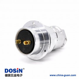 1 2芯接線插頭插座GX40直式電纜母插頭圓盤3孔法蘭公插座