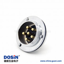 航空插座5芯GX40直式公插座3孔法蘭面板安裝連接器