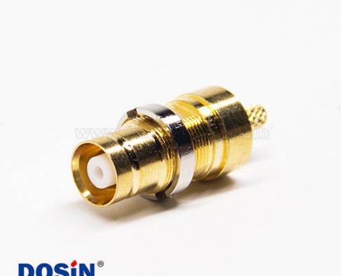 DIN1.6/5.6連接器直式母頭穿墻鍍金壓接式接線