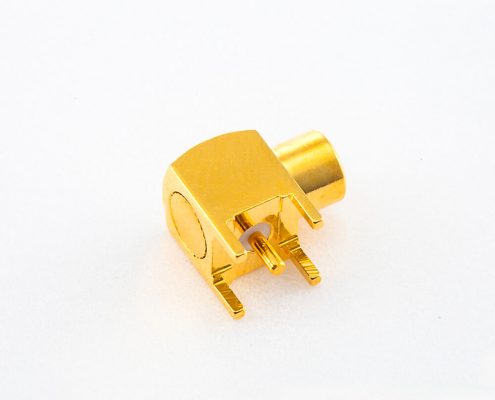 插板接頭MCX焊接母頭彎式焊接,插孔銅鍍金50Ω