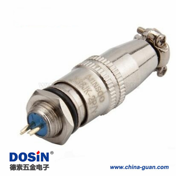 鍍金XS8-2芯開孔8mm 推拉式航空插頭XS8 2P