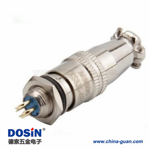 鍍金XS8-4芯開孔8mm 推拉式航空插頭 XS8 4P