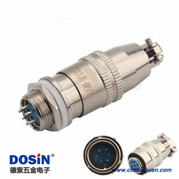 XS12 6芯圓形連接器黃銅鍍金開(kāi)孔12MM