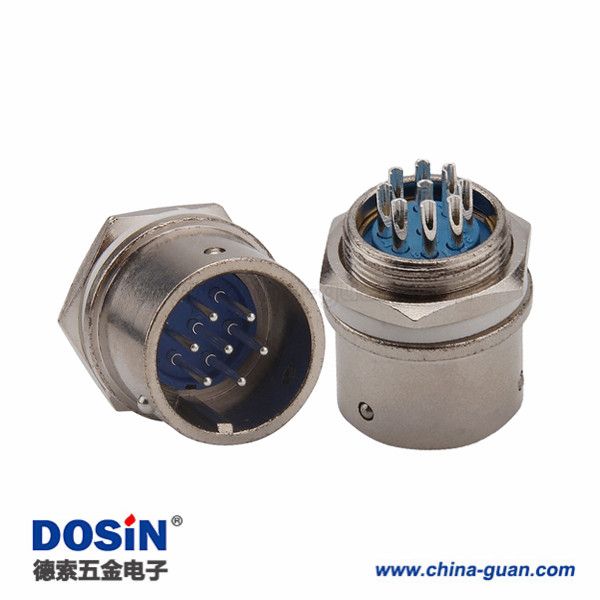 XS16 8芯航空插頭公頭面板安裝座子