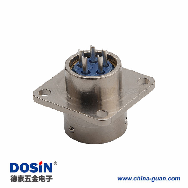 193 航空插座XS16-5芯法蘭4孔方座