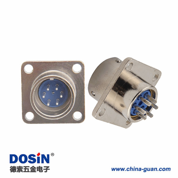 圓形連接器6芯 XS16 公頭焊板方形座子