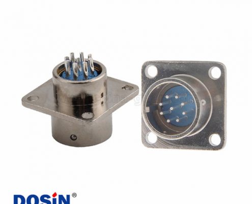 方形插座XS16 8芯公頭4孔法蘭焊線座子