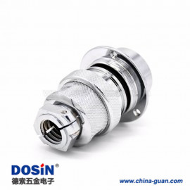 2 2芯接線插頭插座GX40直式電纜母插頭圓盤3孔法蘭公插座