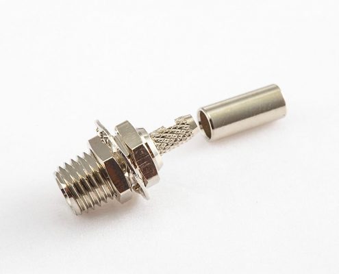 MCX母頭穿墻連接器母頭直式不銹鋼鍍鎳穿墻50Ω